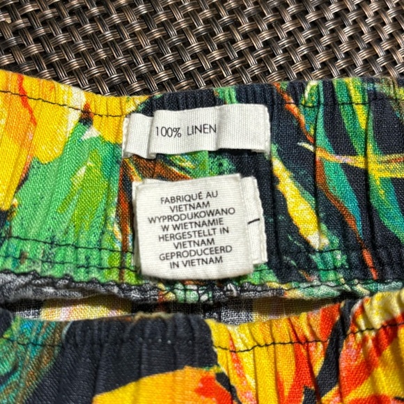 Nicole Miller 100% linen Floral Tropical Wide leg pants size L - Picture 6 of 9